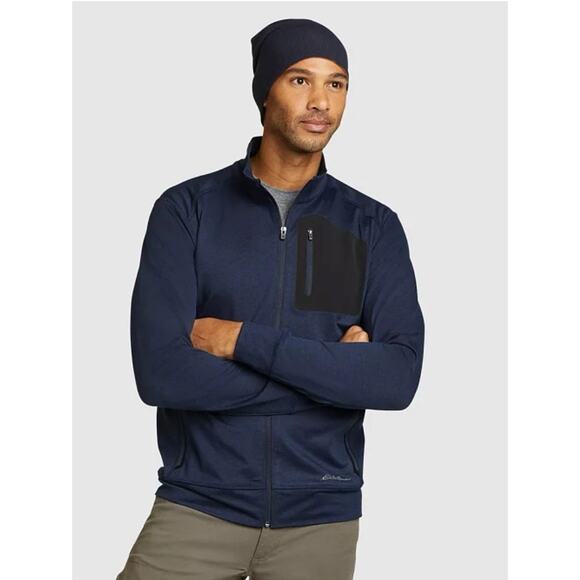 Eddie Bauer Blue Men's Reso Tech Full-Zip Mock Neck Jacket Moisture Wicking NEW - Picture 8 of 9